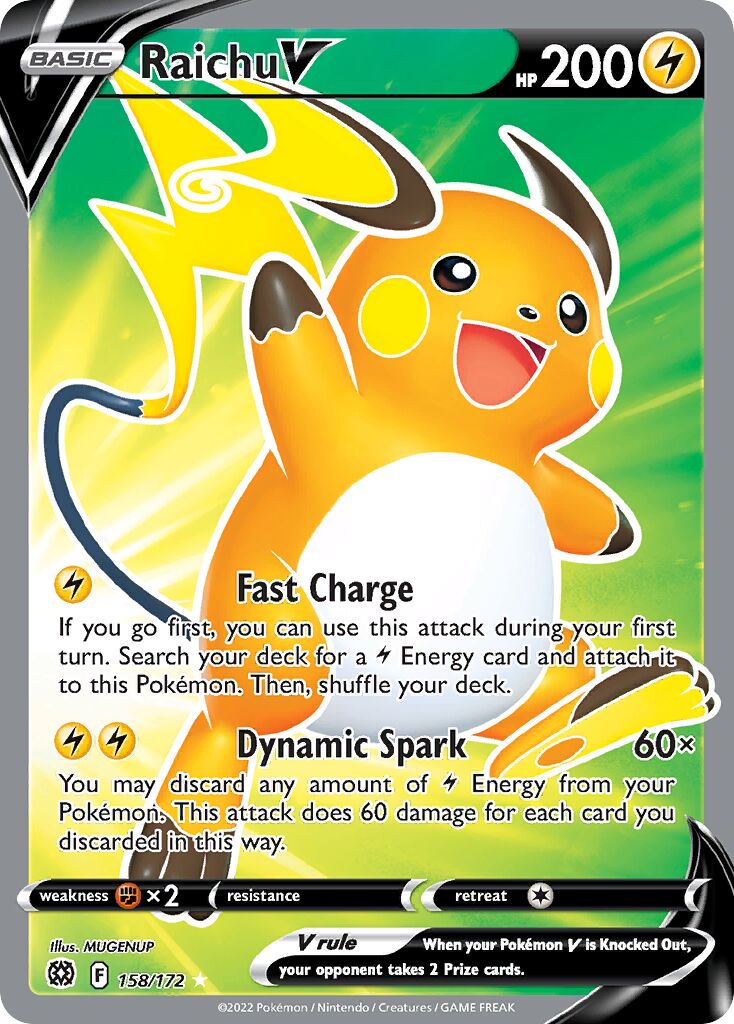 Raichu V 158/216 — Brilliant Stars (English Pokémon TCG card)