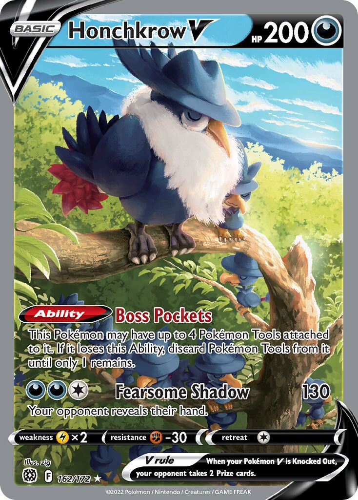 Honchkrow V 162/216 — Brilliant Stars (English Pokémon TCG card)