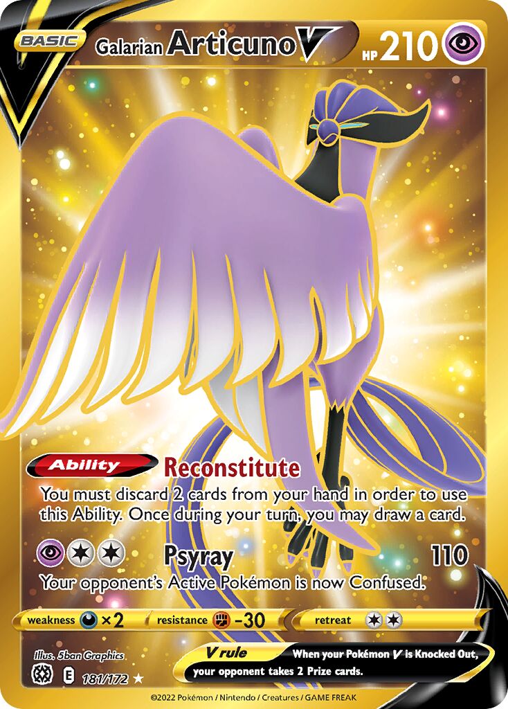 Galarian Articuno V 181/216 — Brilliant Stars (English Pokémon TCG card)