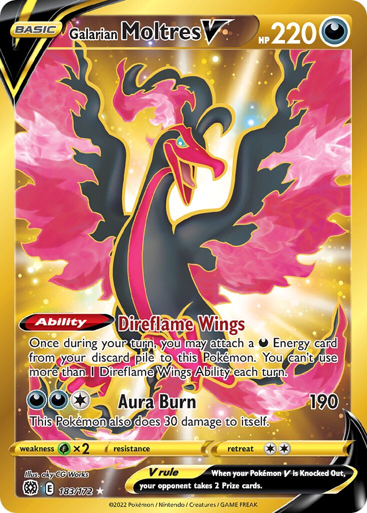 Galarian Moltres V 183/216 — Brilliant Stars (English Pokémon TCG card)