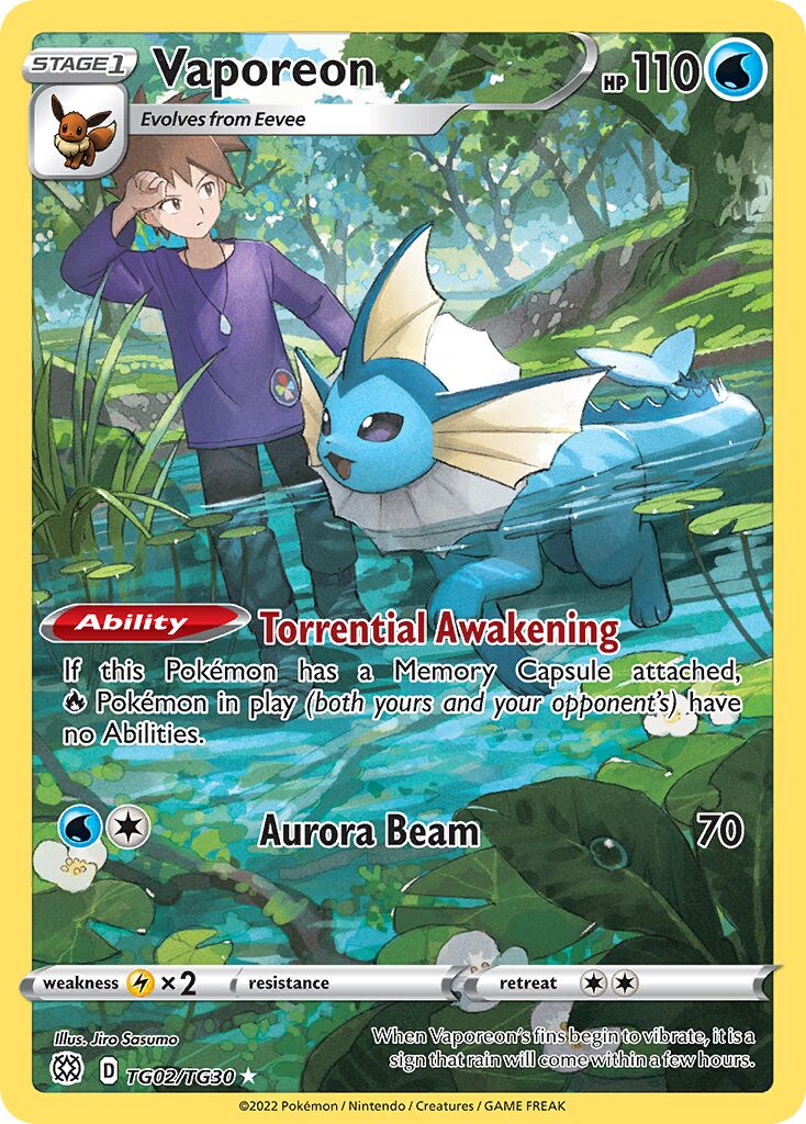 Vaporeon 002/30 — Brilliant Stars (Trainer Gallery) (English Pokémon TCG card)