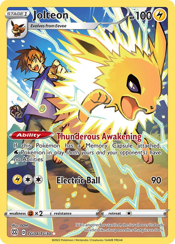 Jolteon 004/30 — Brilliant Stars (Trainer Gallery) (English Pokémon TCG card)