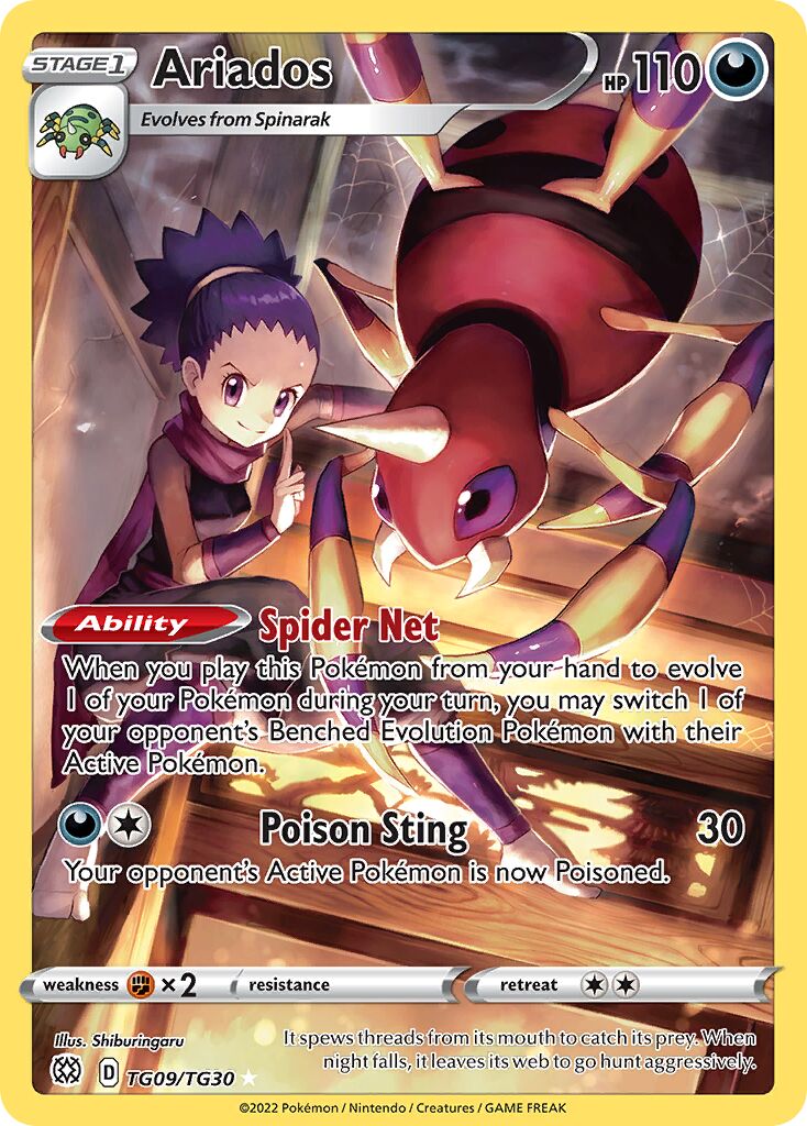 Ariados 009/30 — Brilliant Stars (Trainer Gallery) (English Pokémon TCG card)