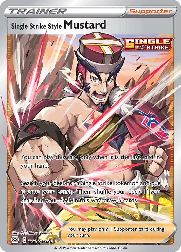 Single Strike Style Mustard 028/30 — Brilliant Stars (Trainer Gallery) (English Pokémon TCG card)