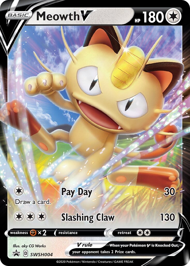 Meowth V 004/285 — Sword & Shield Promos (English Pokémon TCG card)