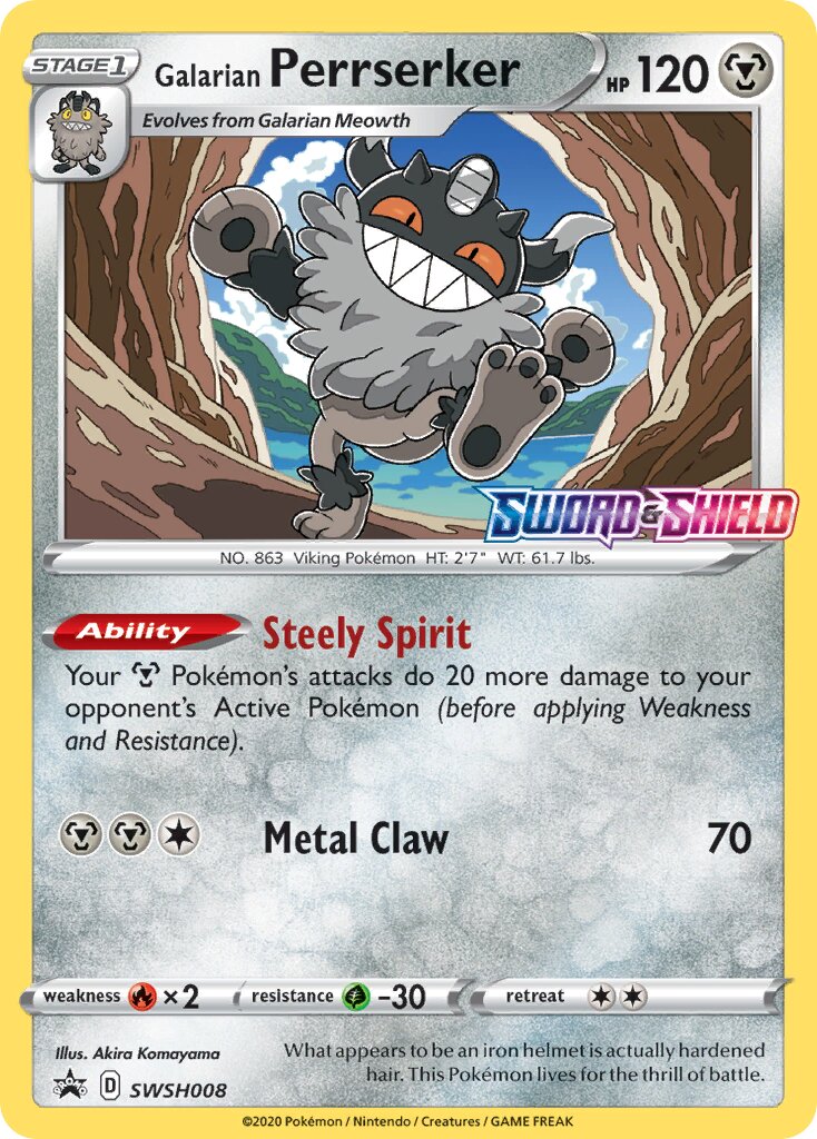 Galarian Perrserker 008/285 — Sword & Shield Promos (English Pokémon TCG card)