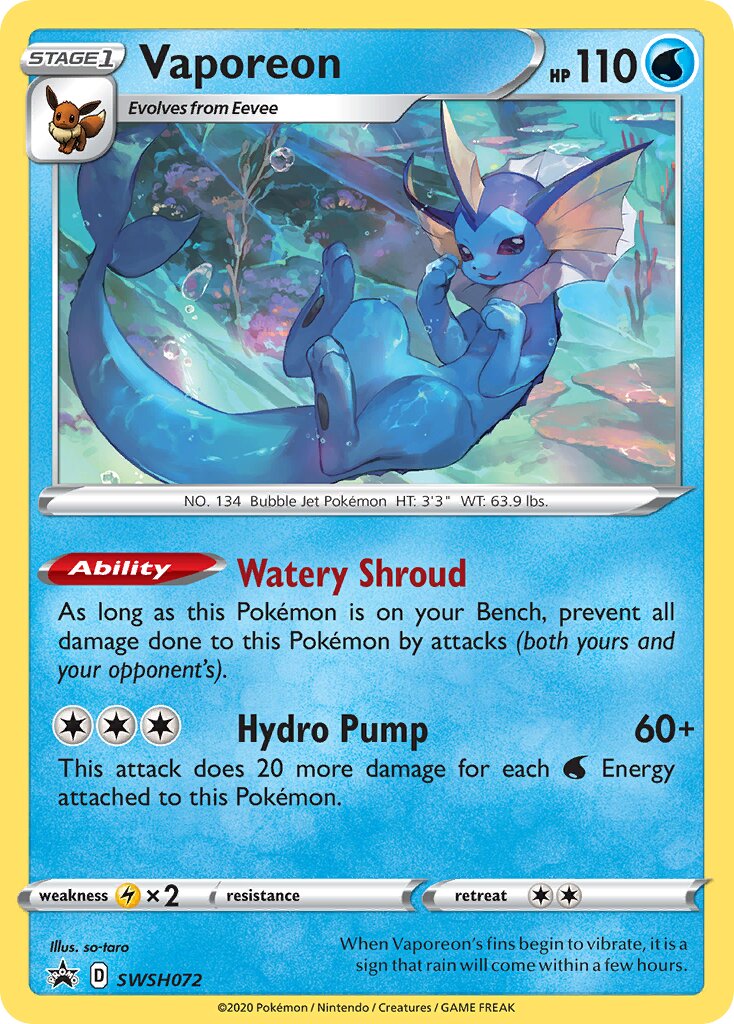 Vaporeon 072/285 — Sword & Shield Promos (English Pokémon TCG card)