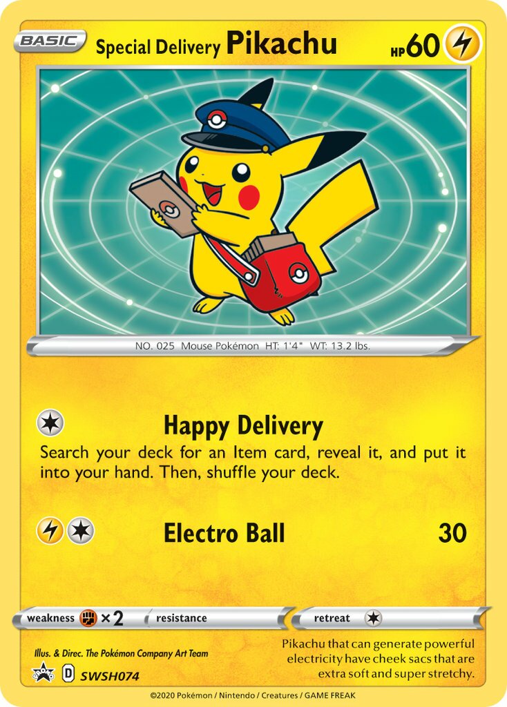 Special Delivery Pikachu 074/285 — Sword & Shield Promos (English Pokémon TCG card)