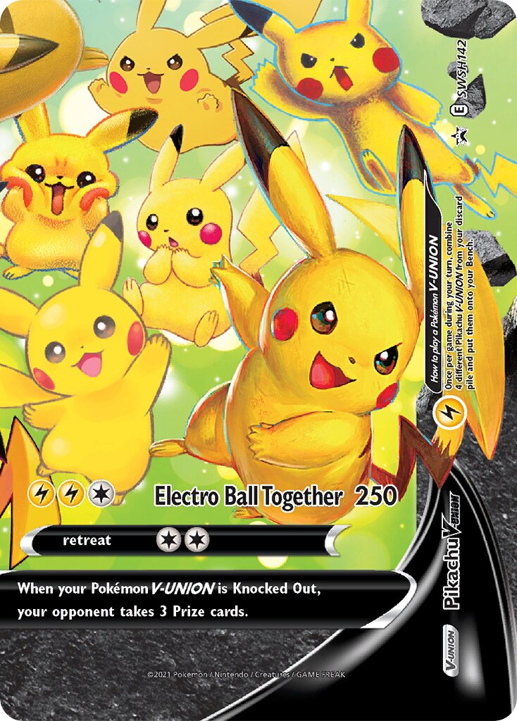 Pikachu V-UNION 142/285 — Sword & Shield Promos (English Pokémon TCG card)