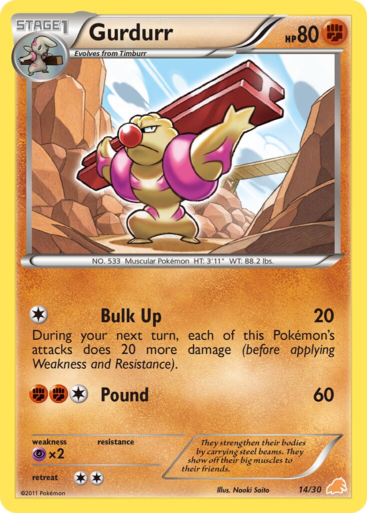 Gurdurr 014/30 — BW trainer Kit (Excadrill) (English Pokémon TCG card)