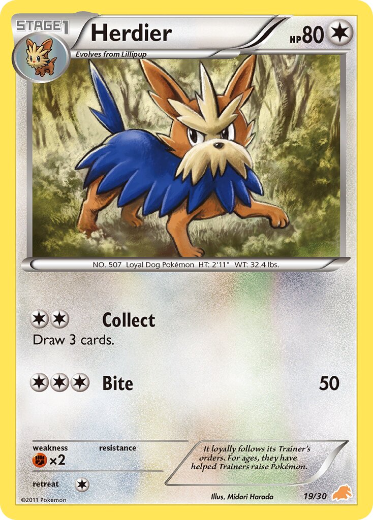 Herdier 019/30 — BW trainer Kit (Excadrill) (English Pokémon TCG card)