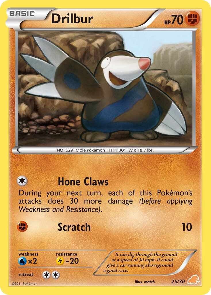 Drilbur 025/30 — BW trainer Kit (Excadrill) (English Pokémon TCG card)