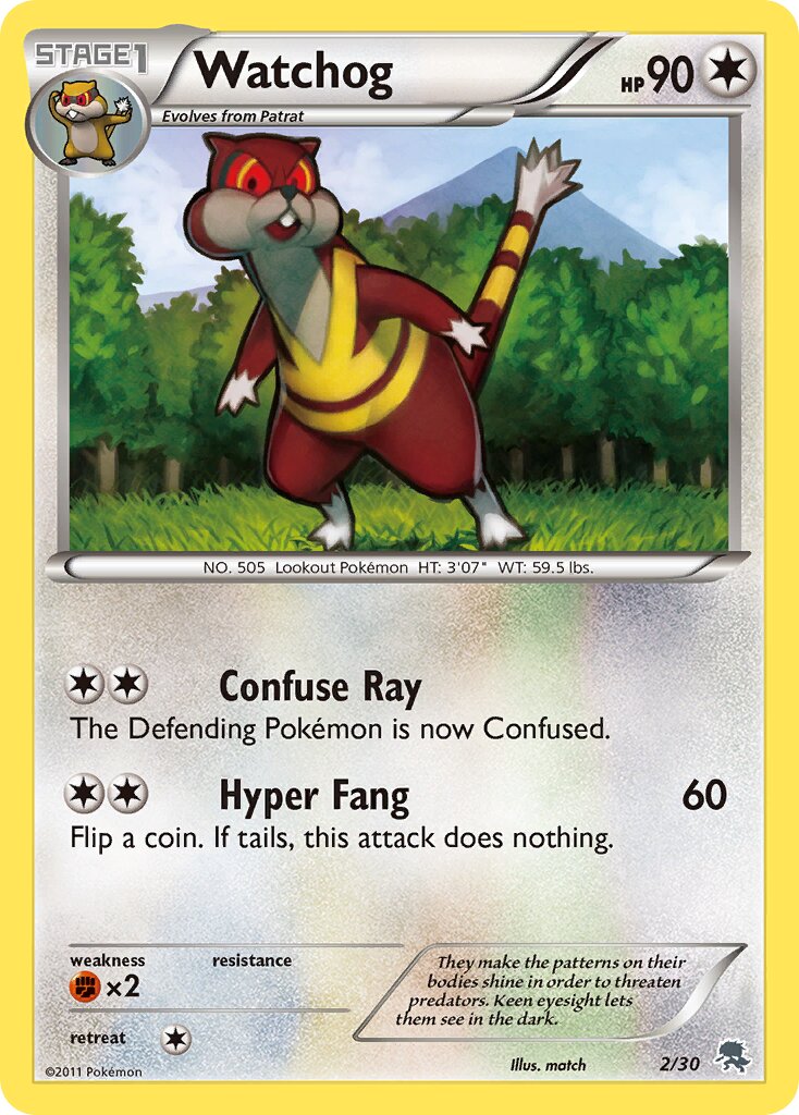 Watchog 002/30 — BW trainer Kit (Zoroark) (English Pokémon TCG card)