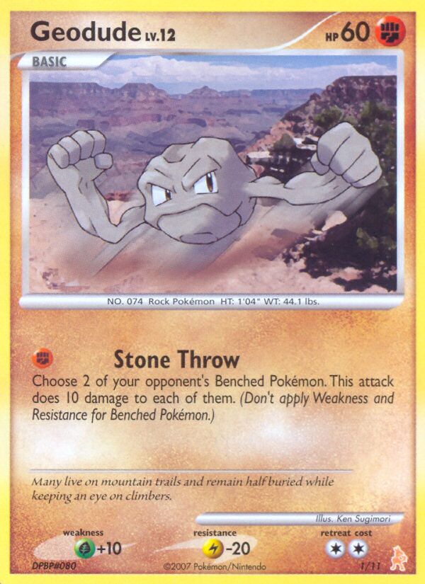 Geodude 001/11 — DP trainer Kit (Lucario) (English Pokémon TCG card)