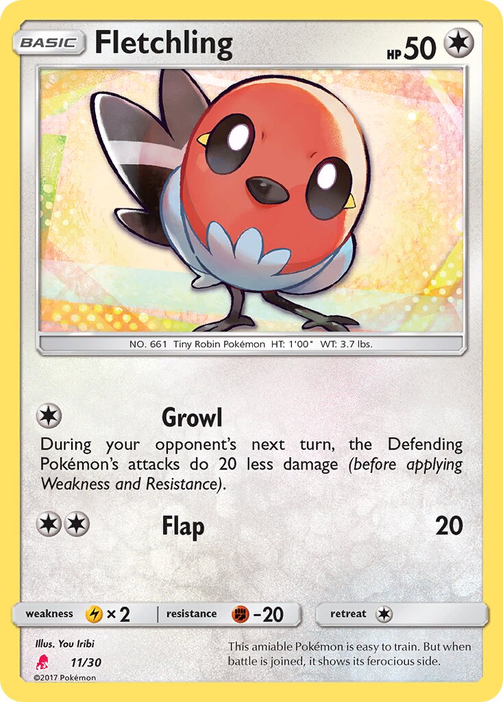 Fletchling 011/30 — SM trainer Kit (Lycanroc) (English Pokémon TCG card)