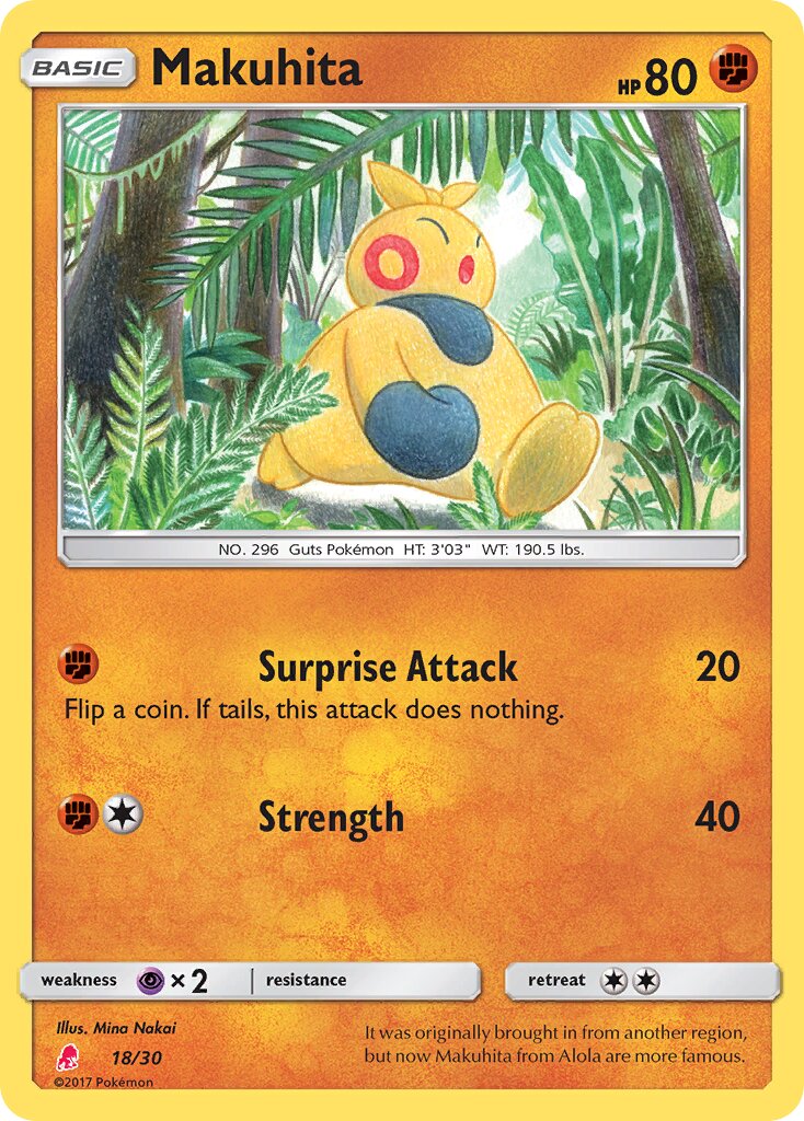 Makuhita 018/30 — SM trainer Kit (Lycanroc) (English Pokémon TCG card)