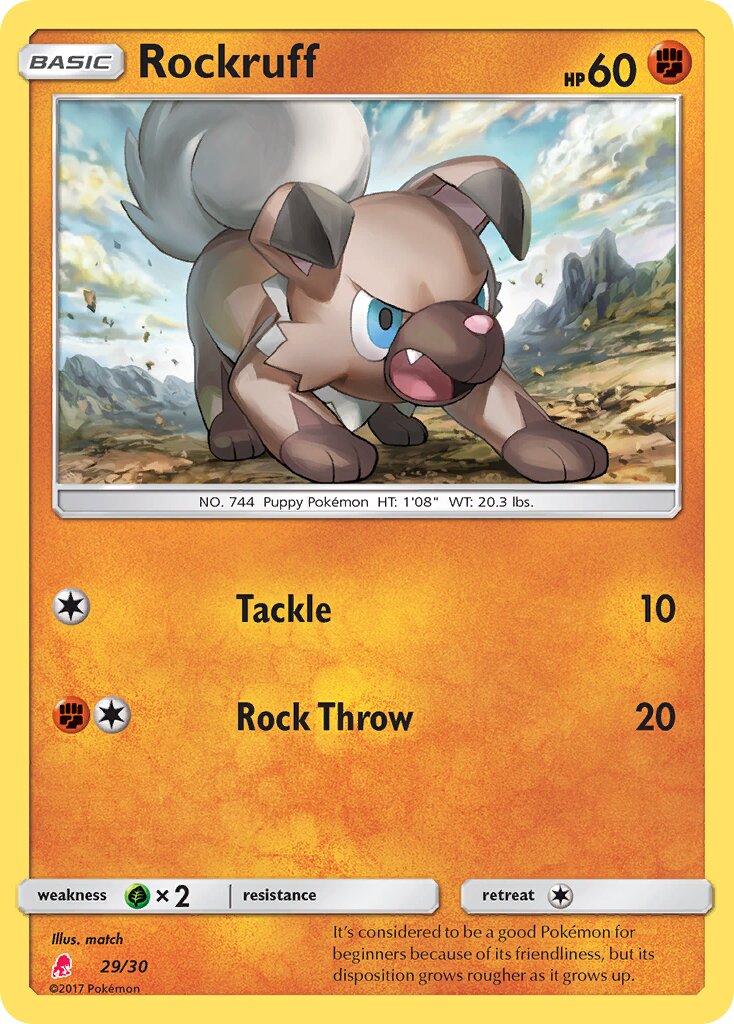 Rockruff 029/30 — SM trainer Kit (Lycanroc) (English Pokémon TCG card)