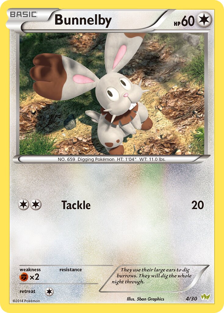 Bunnelby 004/30 — XY trainer Kit (Noivern) (English Pokémon TCG card)