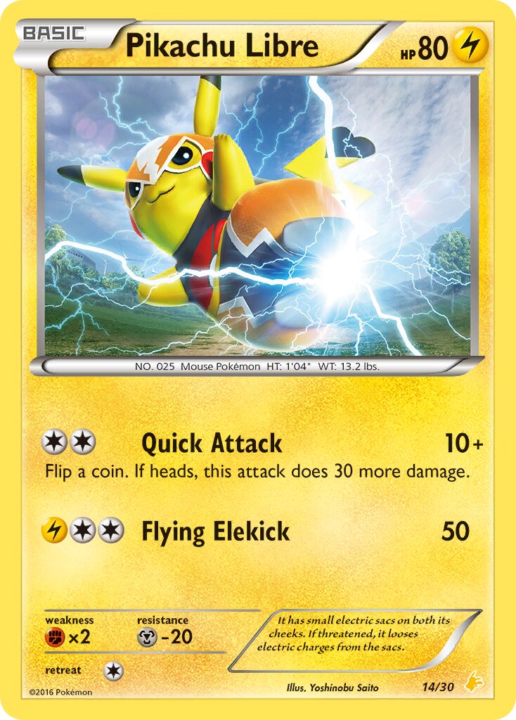 Pikachu Libre 014/30 — XY trainer Kit (Pikachu Libre) (English Pokémon TCG card)
