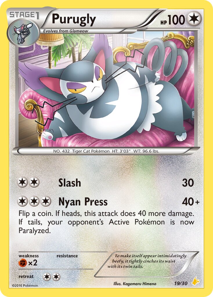 Purugly 019/30 — XY trainer Kit (Pikachu Libre) (English Pokémon TCG card)