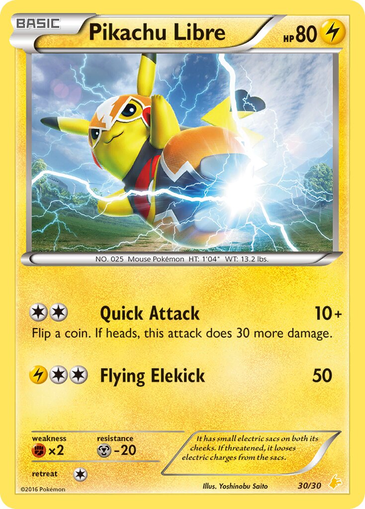 Pikachu Libre 030/30 — XY trainer Kit (Pikachu Libre) (English Pokémon TCG card)