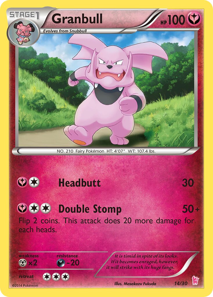 Granbull 014/30 — XY trainer Kit (Sylveon) (English Pokémon TCG card)