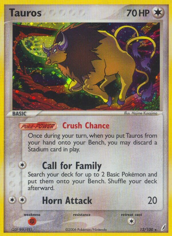 Tauros 12/100 — WC Deck 2008 (Empotech) (English Pokémon TCG card)