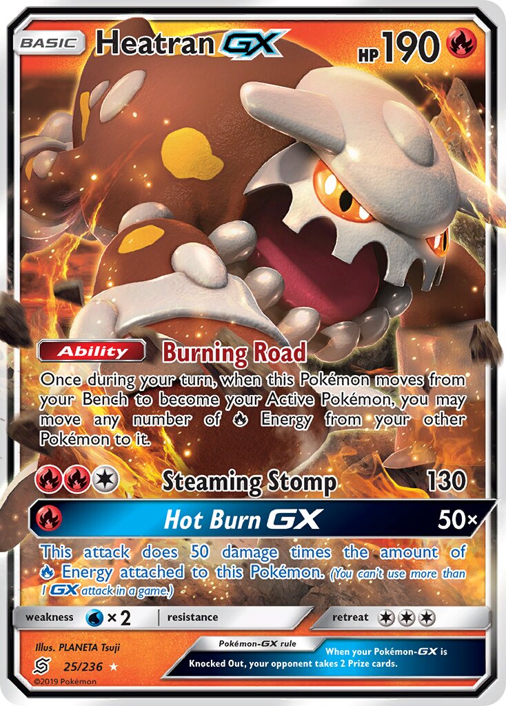 Heatran-GX 25/236 — WC Deck 2019 (Fire Box) (English Pokémon TCG card)