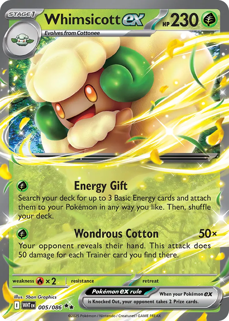 Whimsicott ex 005 — White Flare (English Pokémon TCG card)