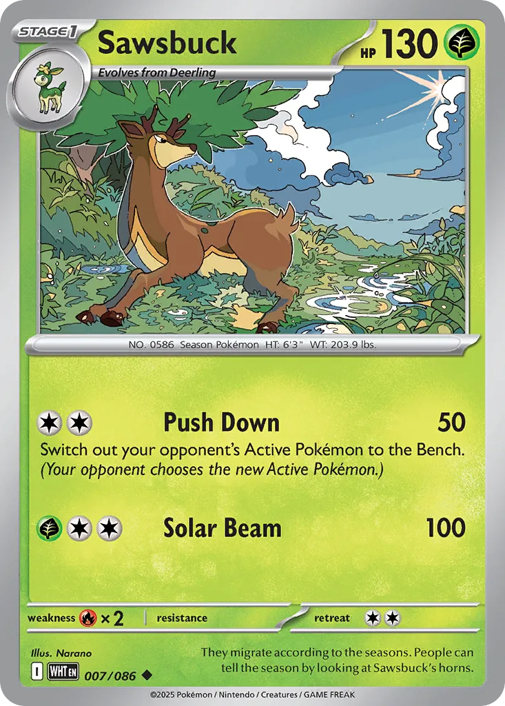 Sawsbuck 007 — White Flare (English Pokémon TCG card)