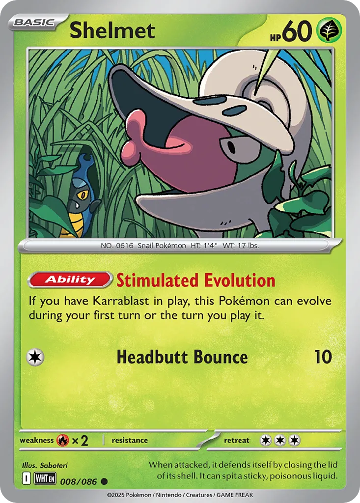 Shelmet 008 — White Flare (English Pokémon TCG card)