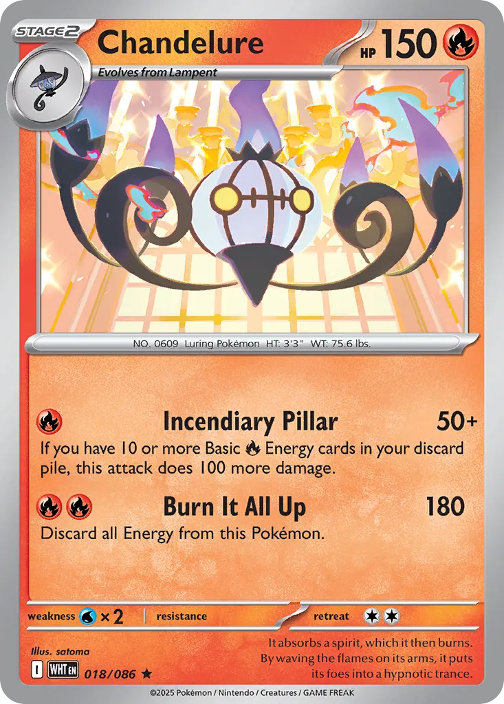 Chandelure 018 — White Flare (English Pokémon TCG card)