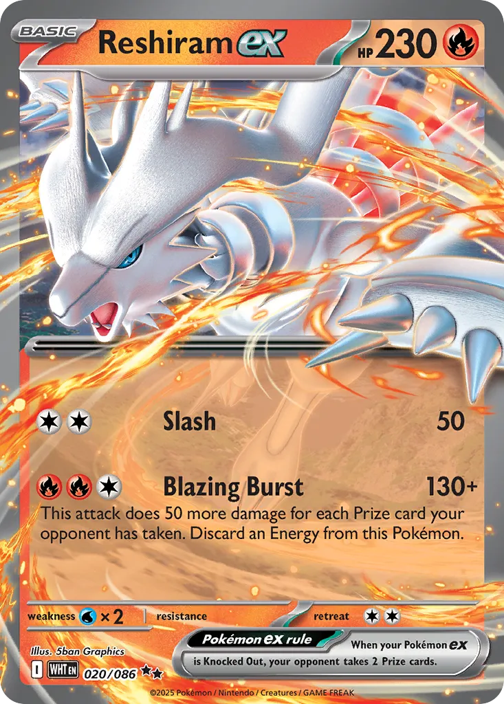 Reshiram ex 020 — White Flare (English Pokémon TCG card)