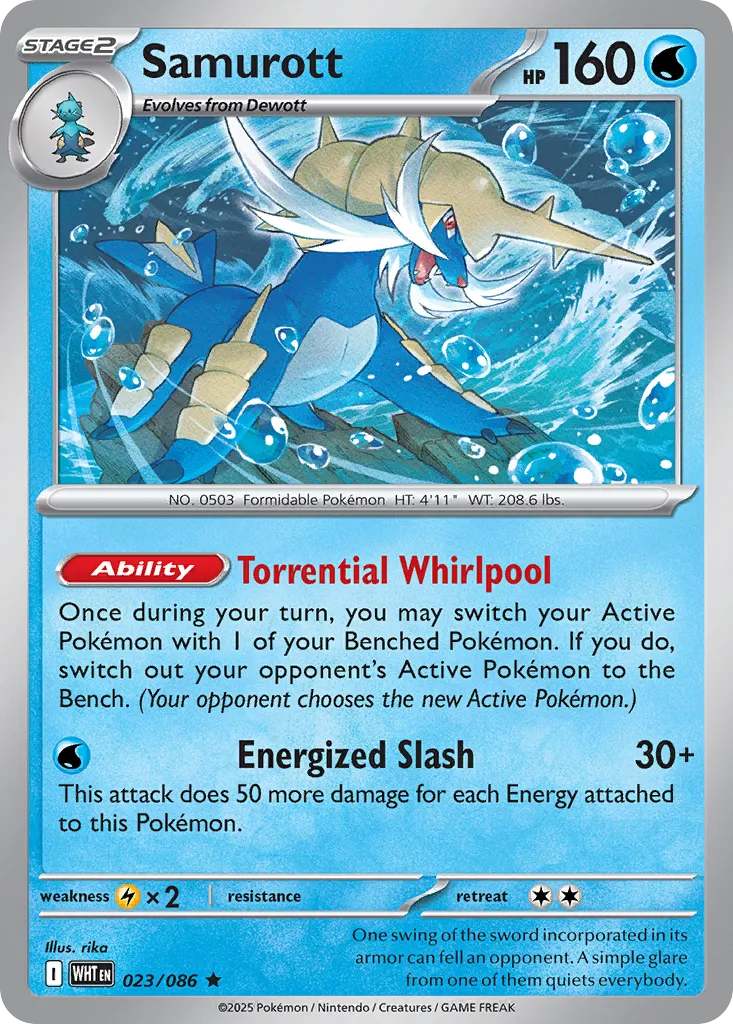 Samurott 023 — White Flare (English Pokémon TCG card)