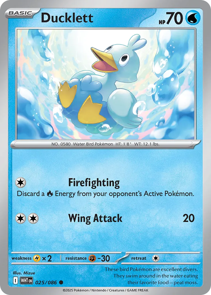 Ducklett 025 — White Flare (English Pokémon TCG card)