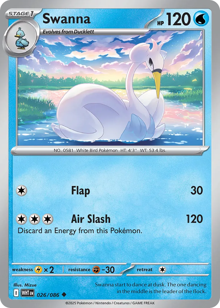 Swanna 026 — White Flare (English Pokémon TCG card)