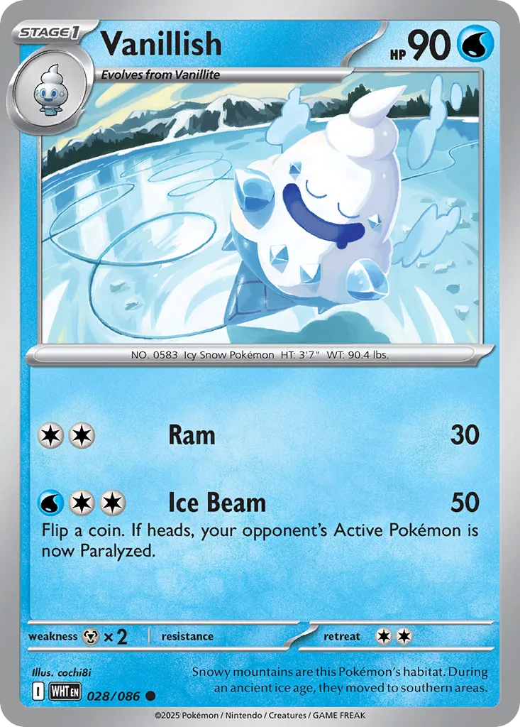 Vanillish 028 — White Flare (English Pokémon TCG card)