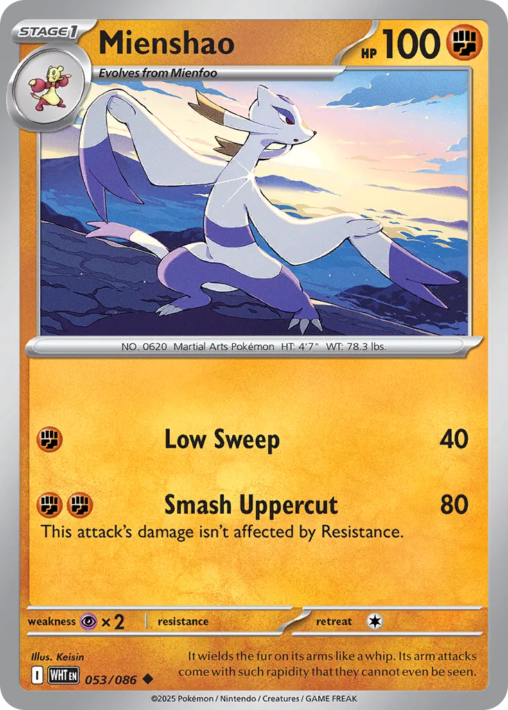Mienshao 053 — White Flare (English Pokémon TCG card)
