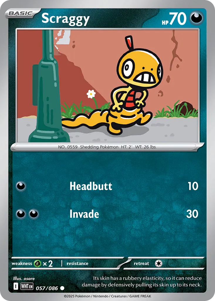 Scraggy 057 — White Flare (English Pokémon TCG card)
