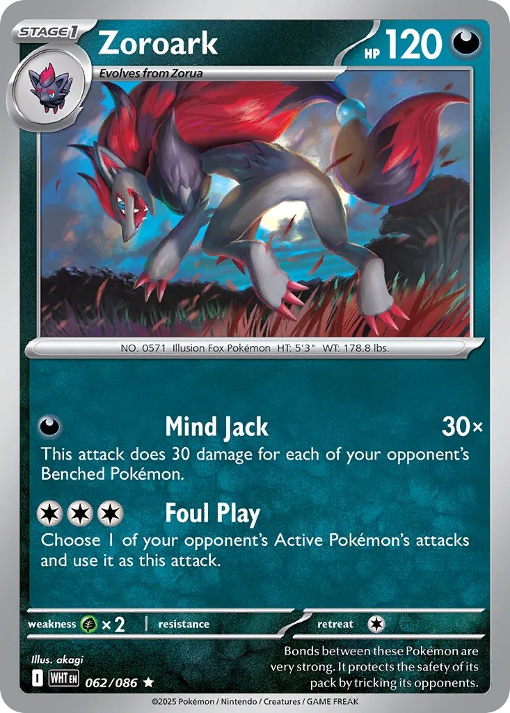 Zoroark 062 — White Flare (English Pokémon TCG card)
