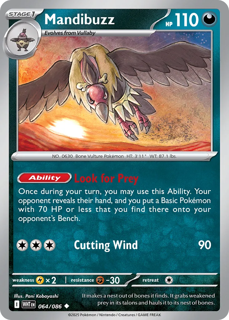 Mandibuzz 064 — White Flare (English Pokémon TCG card)