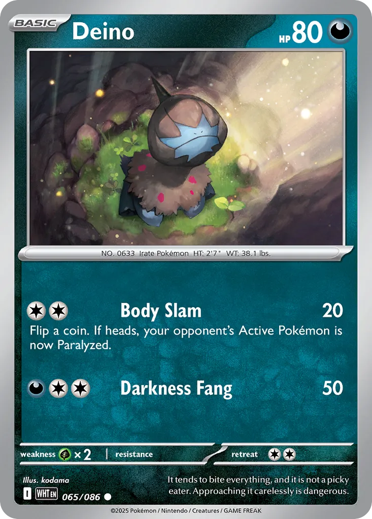 Deino 065 — White Flare (English Pokémon TCG card)