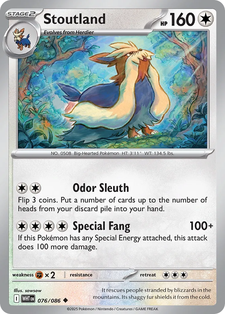 Stoutland 076 — White Flare (English Pokémon TCG card)