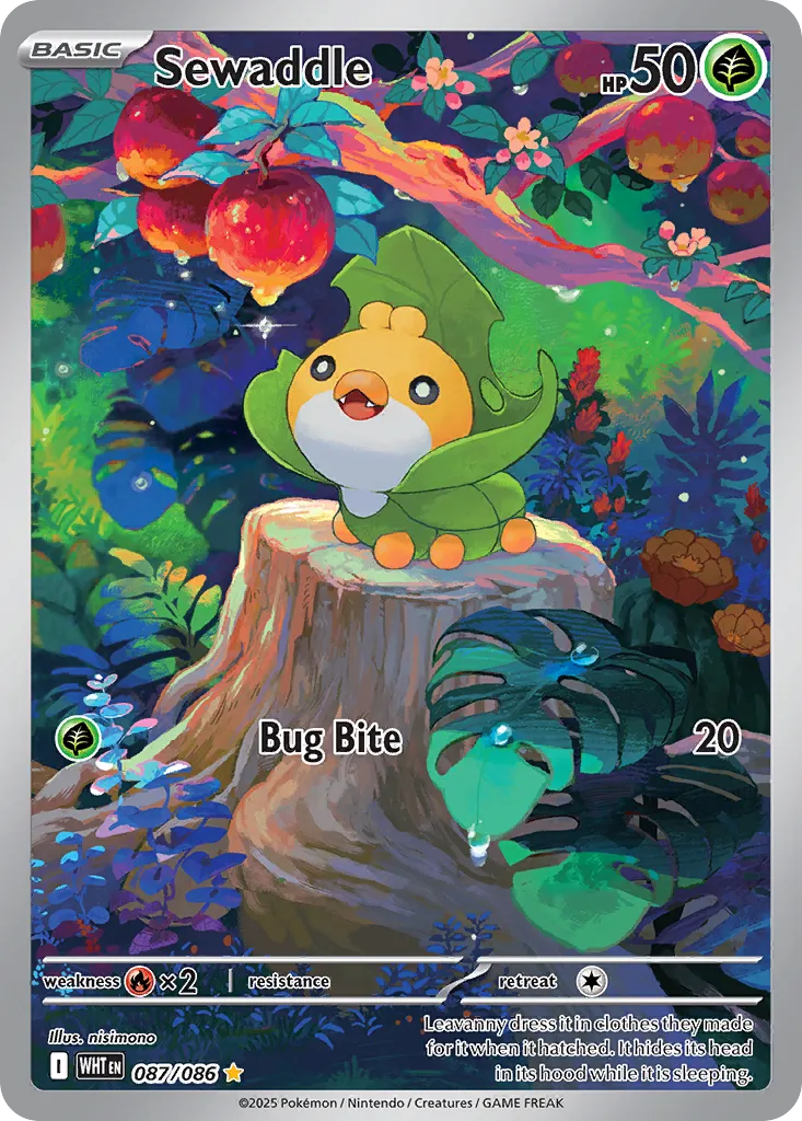 Sewaddle 087 — White Flare (English Pokémon TCG card)