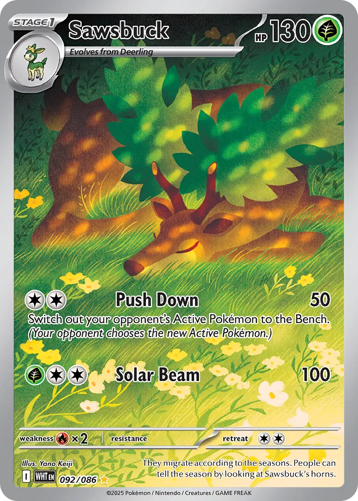 Sawsbuck 092 — White Flare (English Pokémon TCG card)