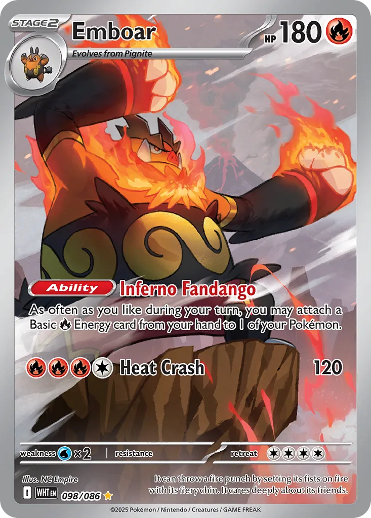 Emboar 098 — White Flare (English Pokémon TCG card)