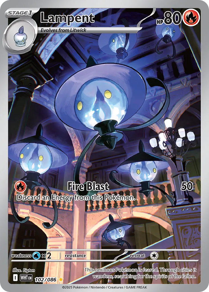 Lampent 102 — White Flare (English Pokémon TCG card)