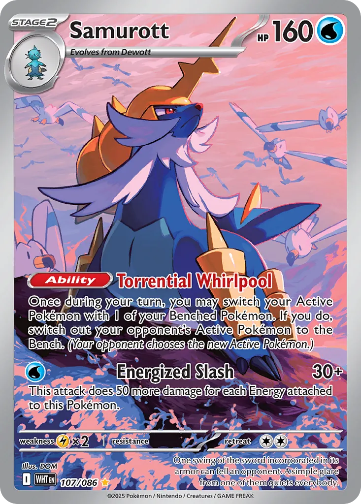 Samurott 107 — White Flare (English Pokémon TCG card)