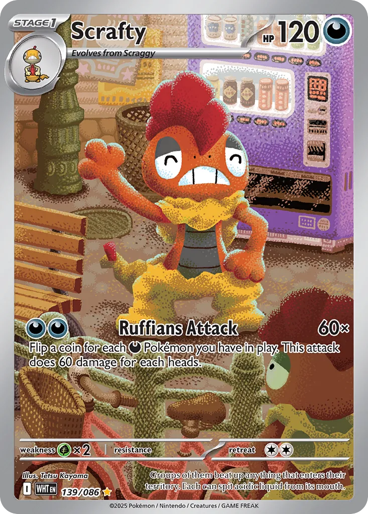Scrafty 139 — White Flare (English Pokémon TCG card)
