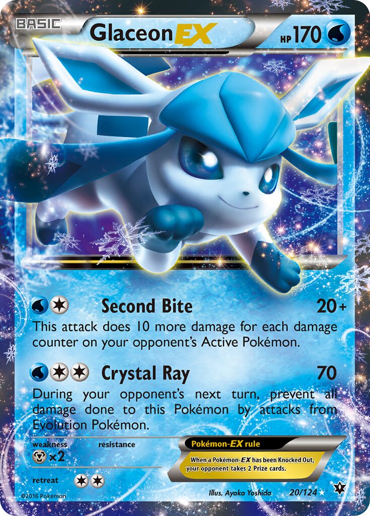 Glaceon-EX 020/124 — Fates Collide (English Pokémon TCG card)